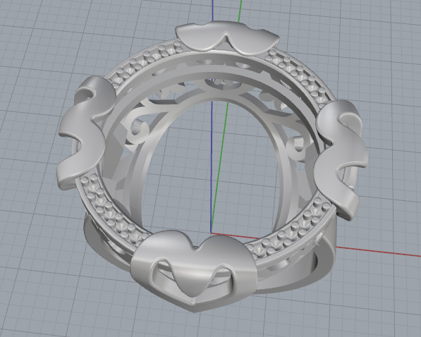 Ring with hearts N012981 3D print model_2