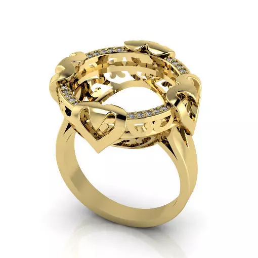 Ring with hearts N012981 3D print model_0