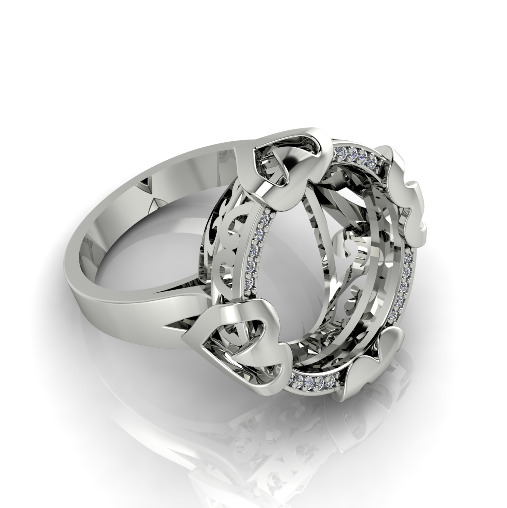 Ring with hearts N012981 3D print model_1