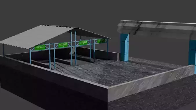 Bus Station Model Low-poly 3D model