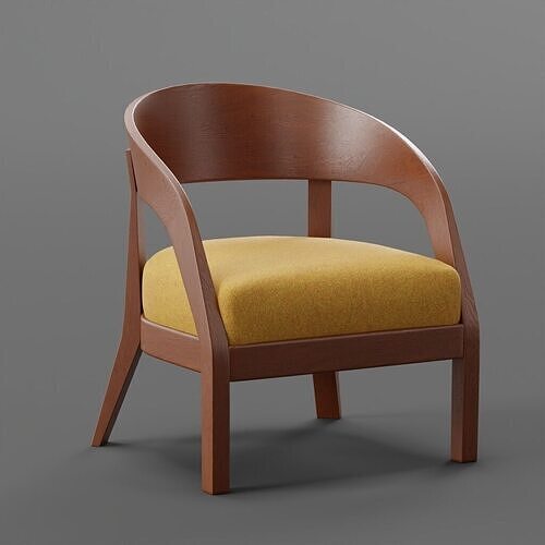 Modern Wooden Accent Chair 3D model