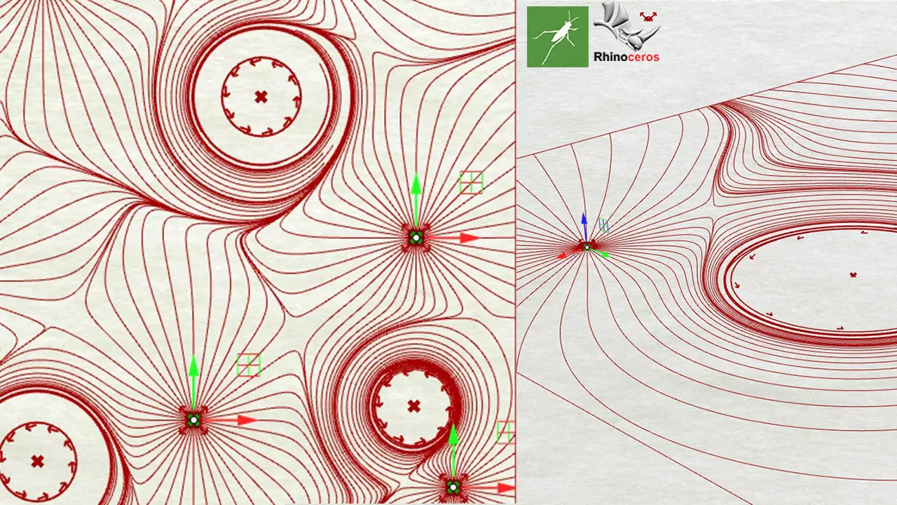 Parametric Magnetic Field Lines Grasshopper Rhino Files Download 3D model