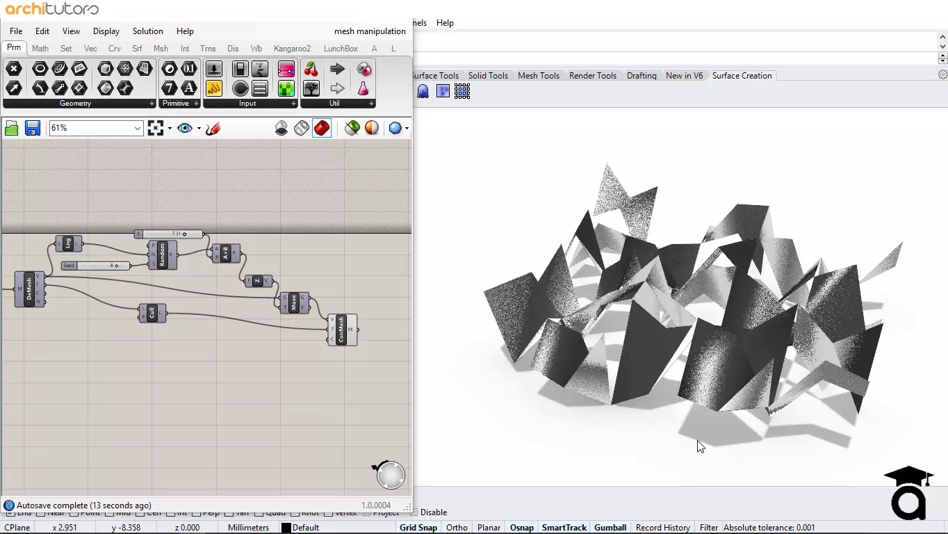 Triangular Mesh Manipulation Grasshopper Rhino Files Download 3D model_0