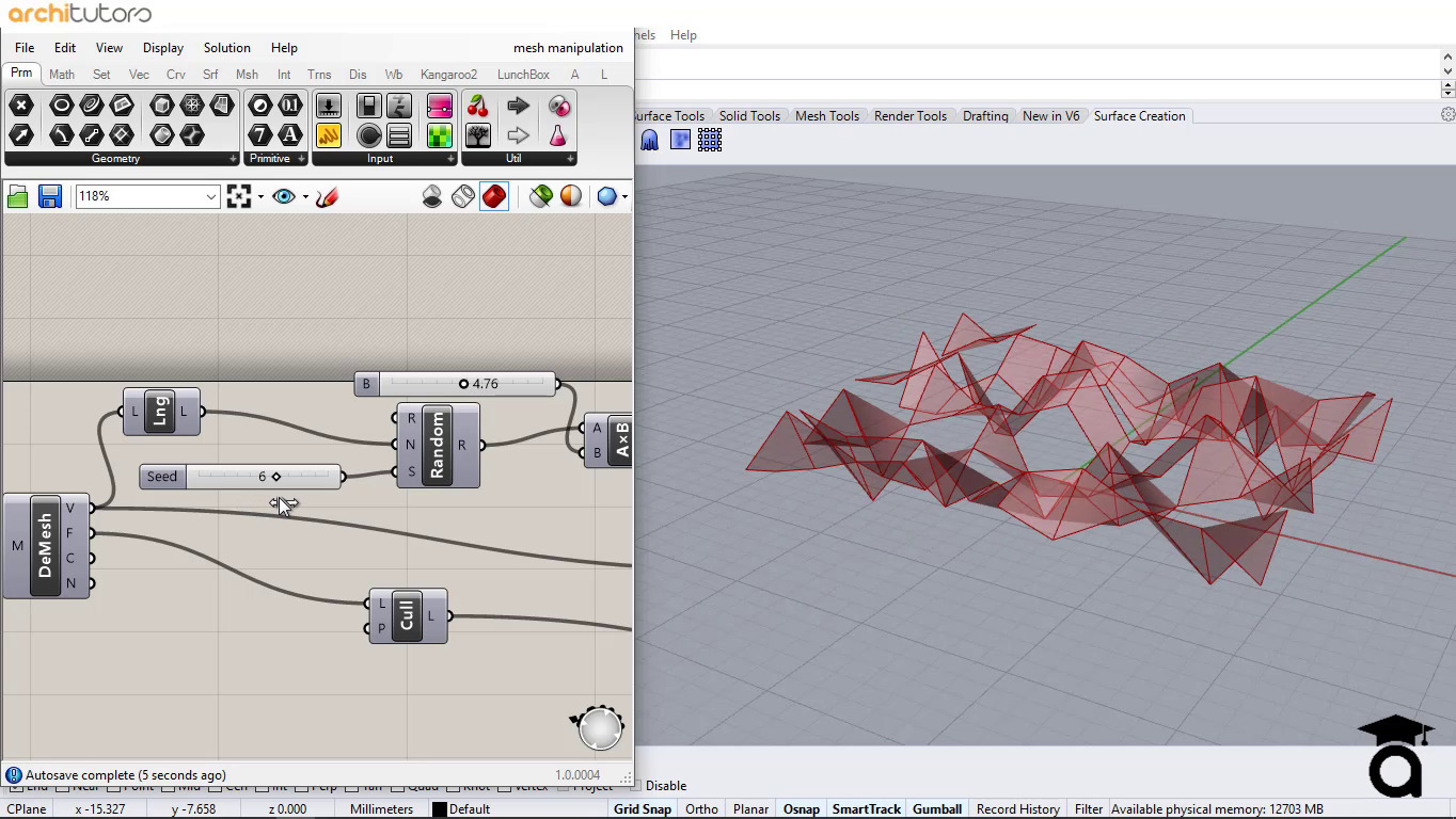 Triangular Mesh Manipulation Grasshopper Rhino Files Download 3D model_2