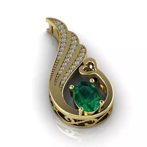 Pendant with a heart N013020 3D print model_0