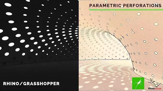 Parametric Perforated Facade Design Grasshopper Rhino Files 3D model