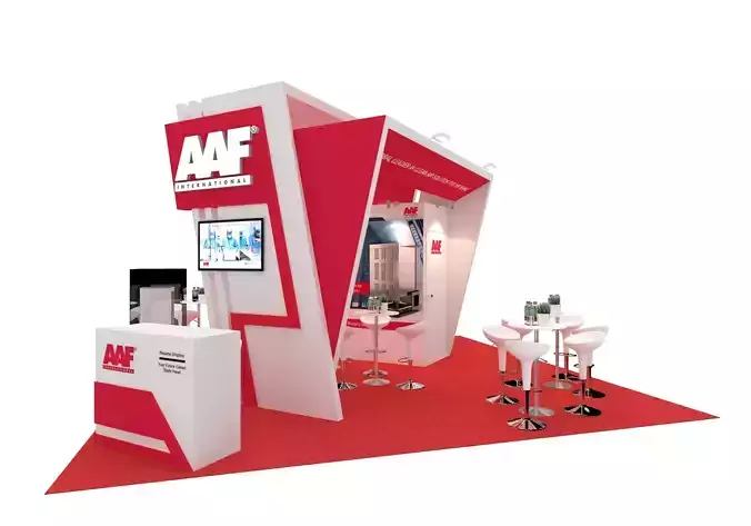 Exhibition Booth Design 4m x 4m - island booth Low-poly 3D model