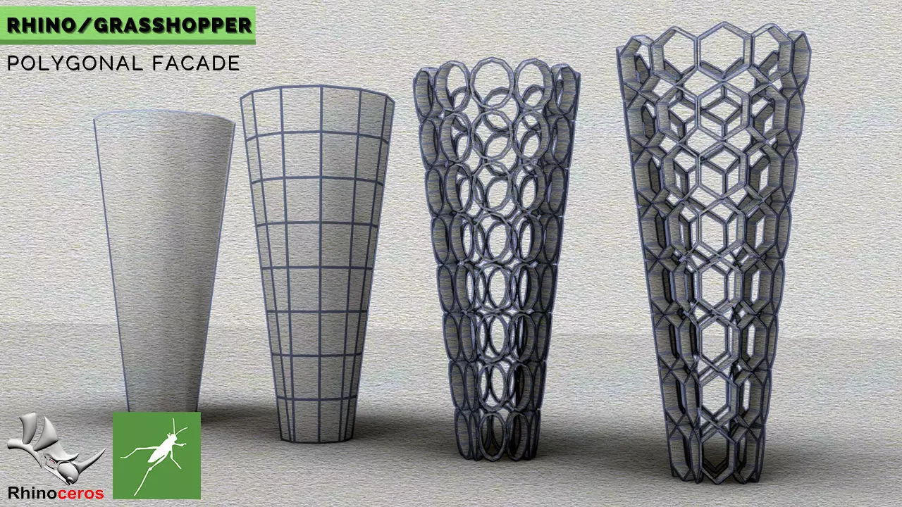 Polygon Morphing Parametric Facade Design Grasshopper Rhino  3D model_0