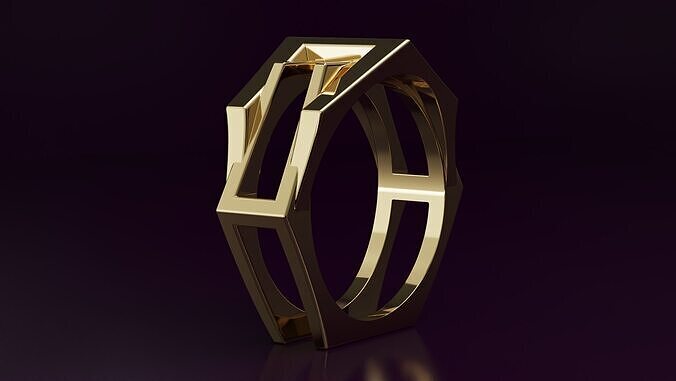 hexagon ring N07 54EU SIZE 3D print model