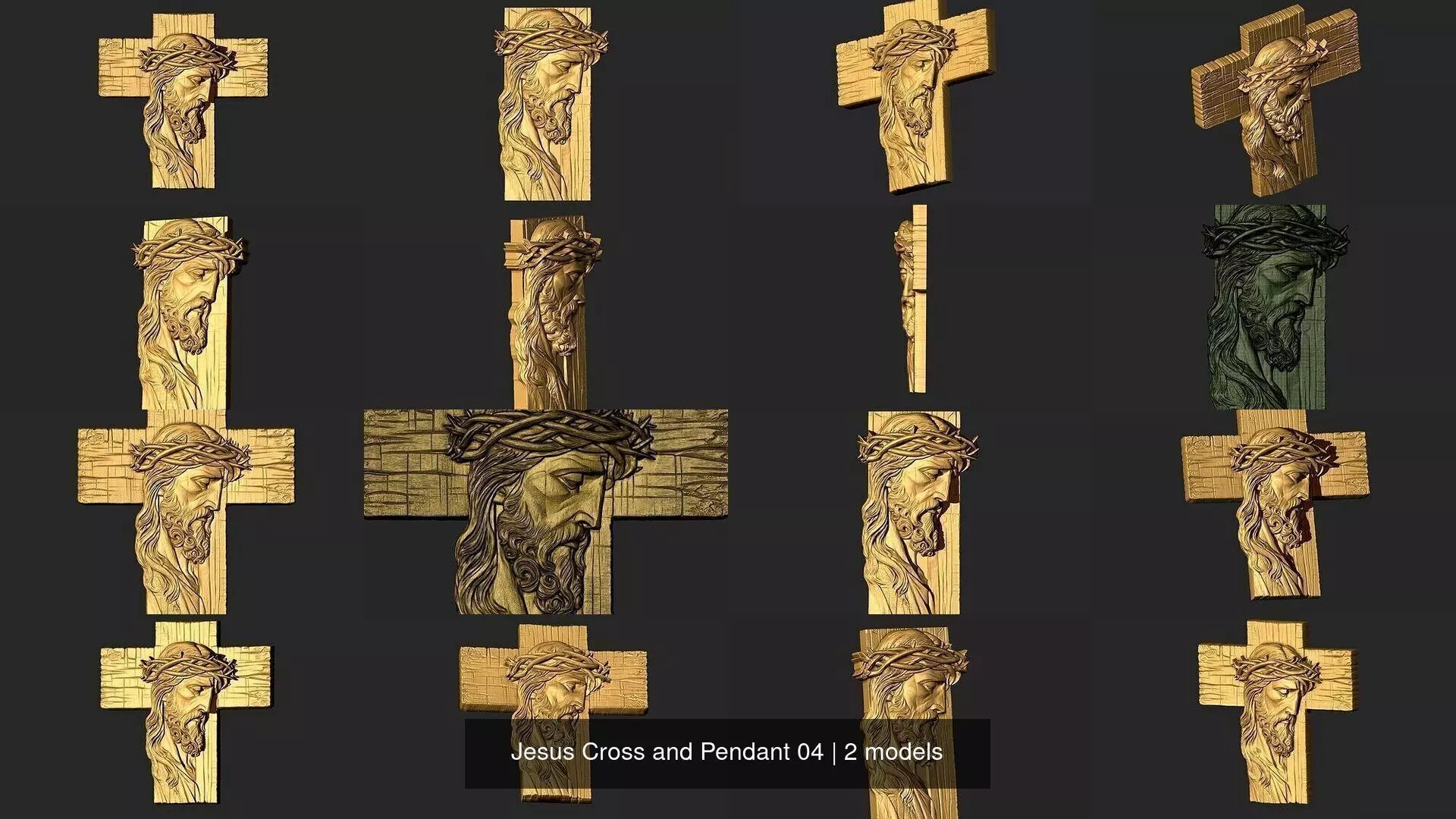 Jesus Cross and Pendant 04 3D Model Collection_0