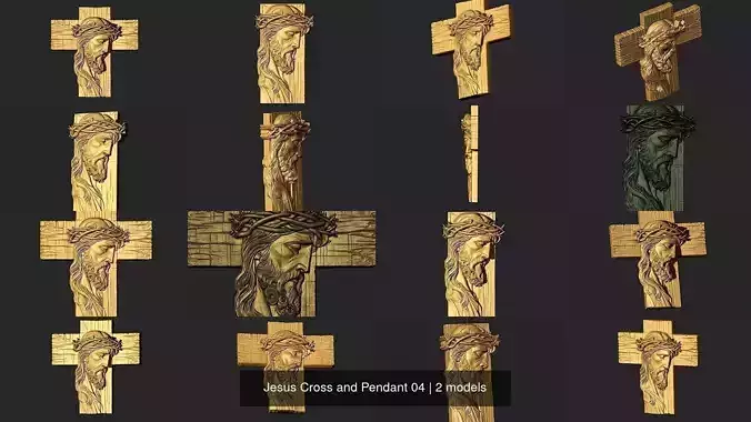 Jesus Cross and Pendant 04 3D Model Collection
