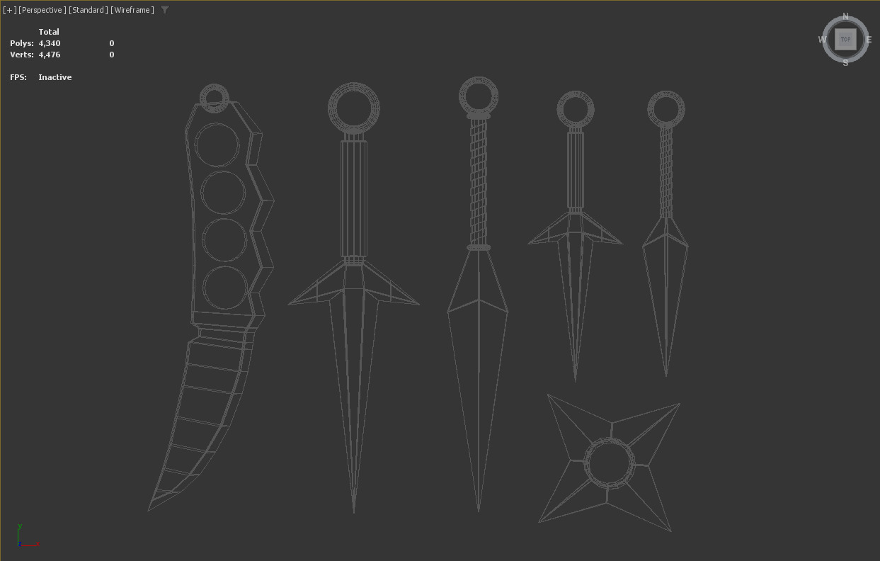 Stylized Low-Poly Ninja Shuriken Kunai Low-poly 3D model_13