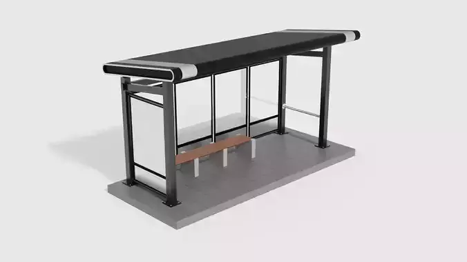 Bus Shelter Low-poly 3D model