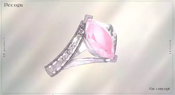 Rose Quartz and Diamond Halo Ring