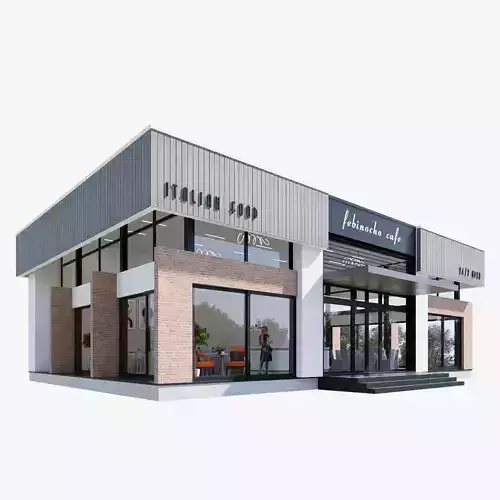 Cafe restaurants Low-poly 3D model