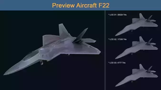 Asset - Army - Aircraft F22 Low-poly 3D model