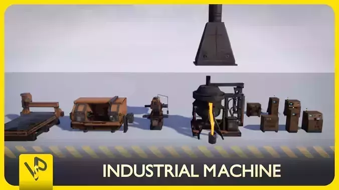 Industrial Machine Low-poly 3D model