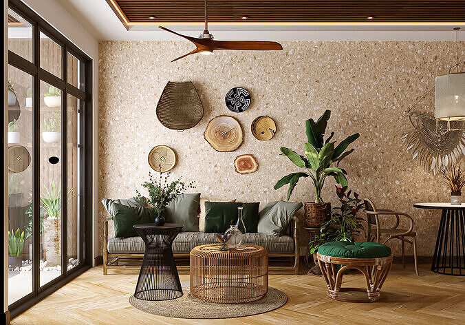 Living Room Tropical House Apartment  3D model