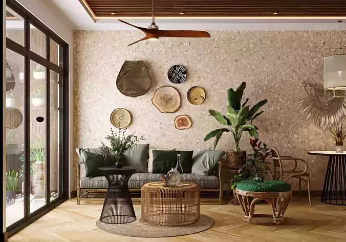 Living Room Tropical House Apartment 