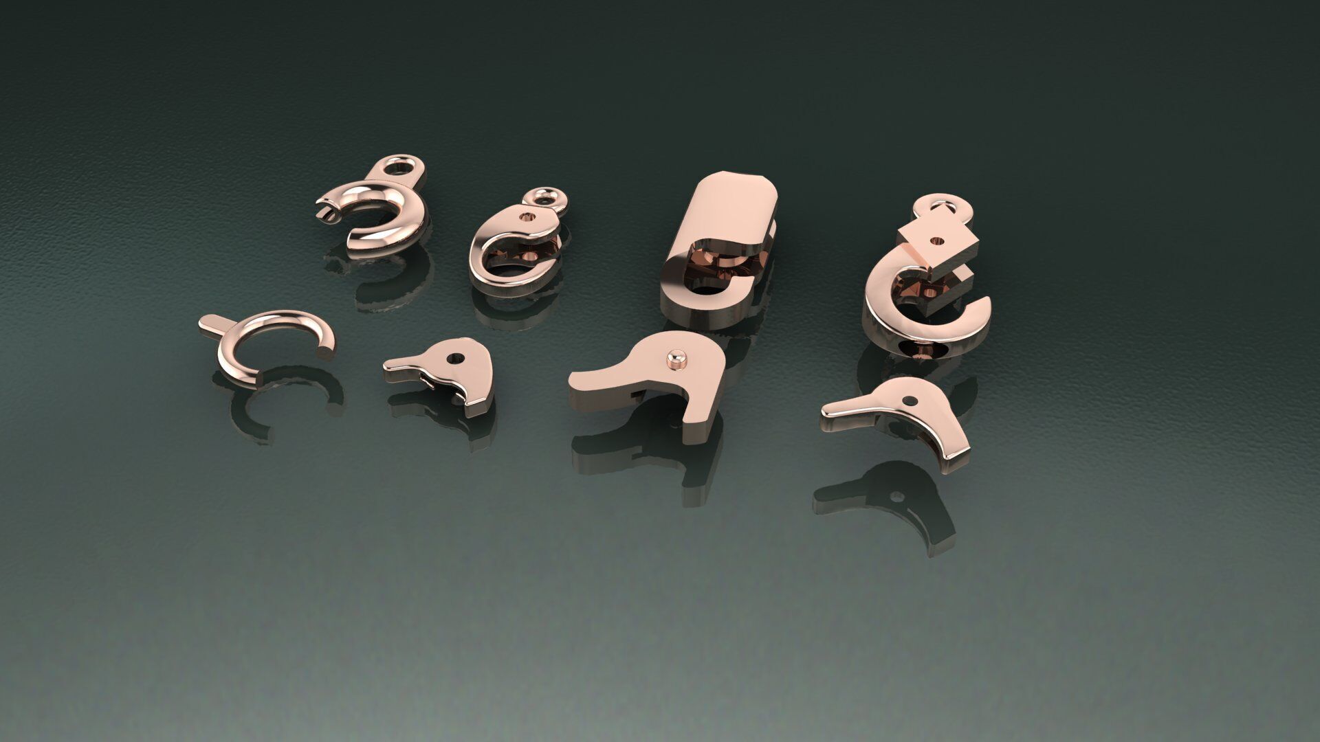 Jewelry Lock Carabiner Clasp Hook 3D print model 3D print model_13