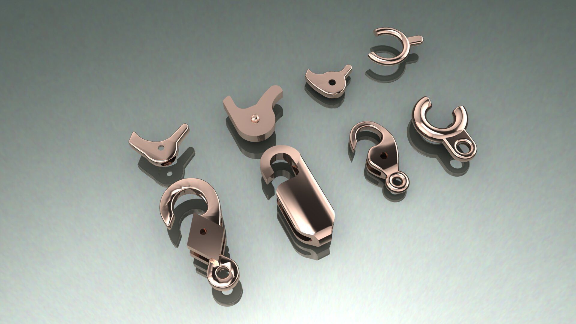 Jewelry Lock Carabiner Clasp Hook 3D print model 3D print model_11