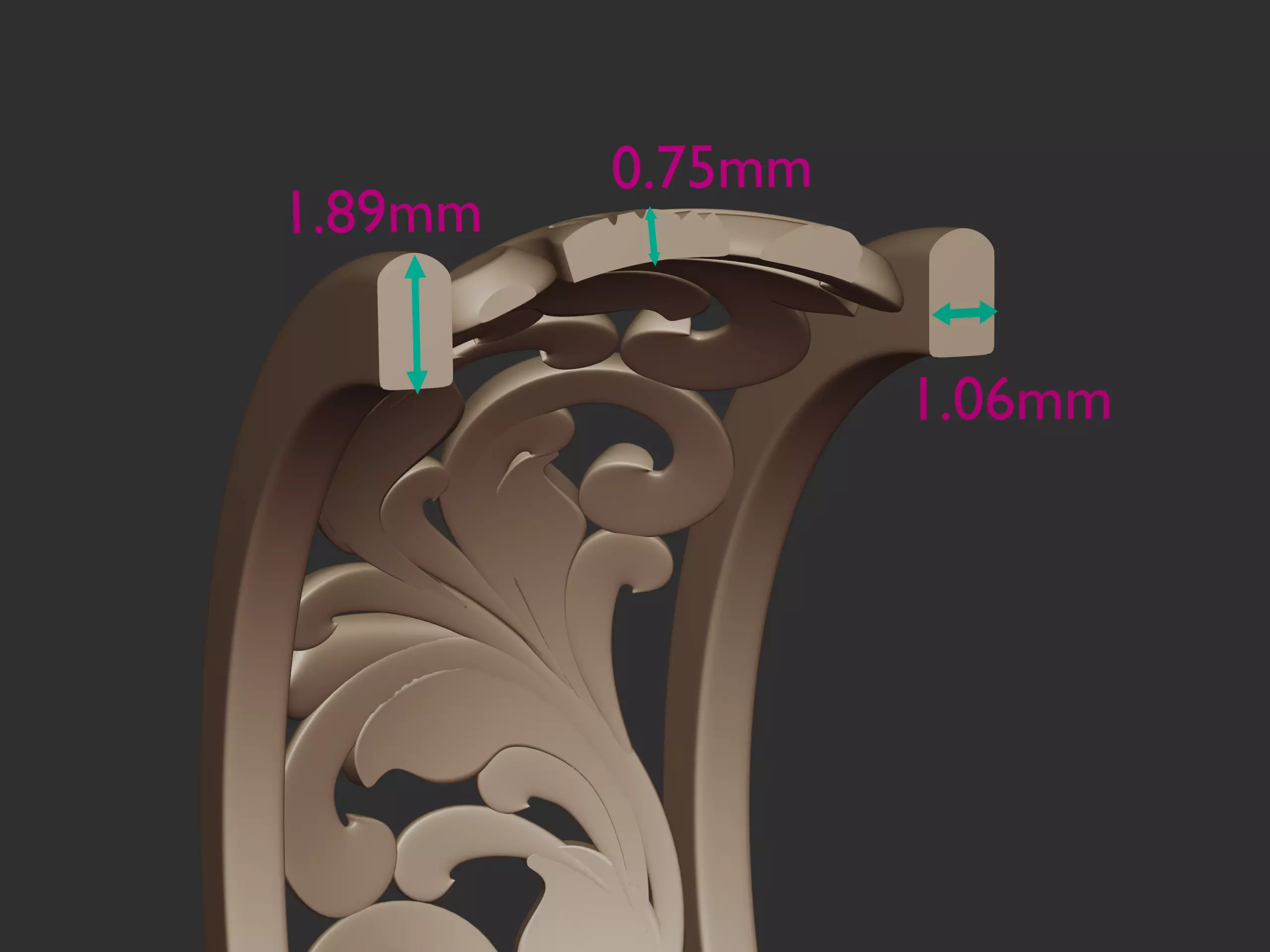 Arabesque Grace Ring 3D print model_10