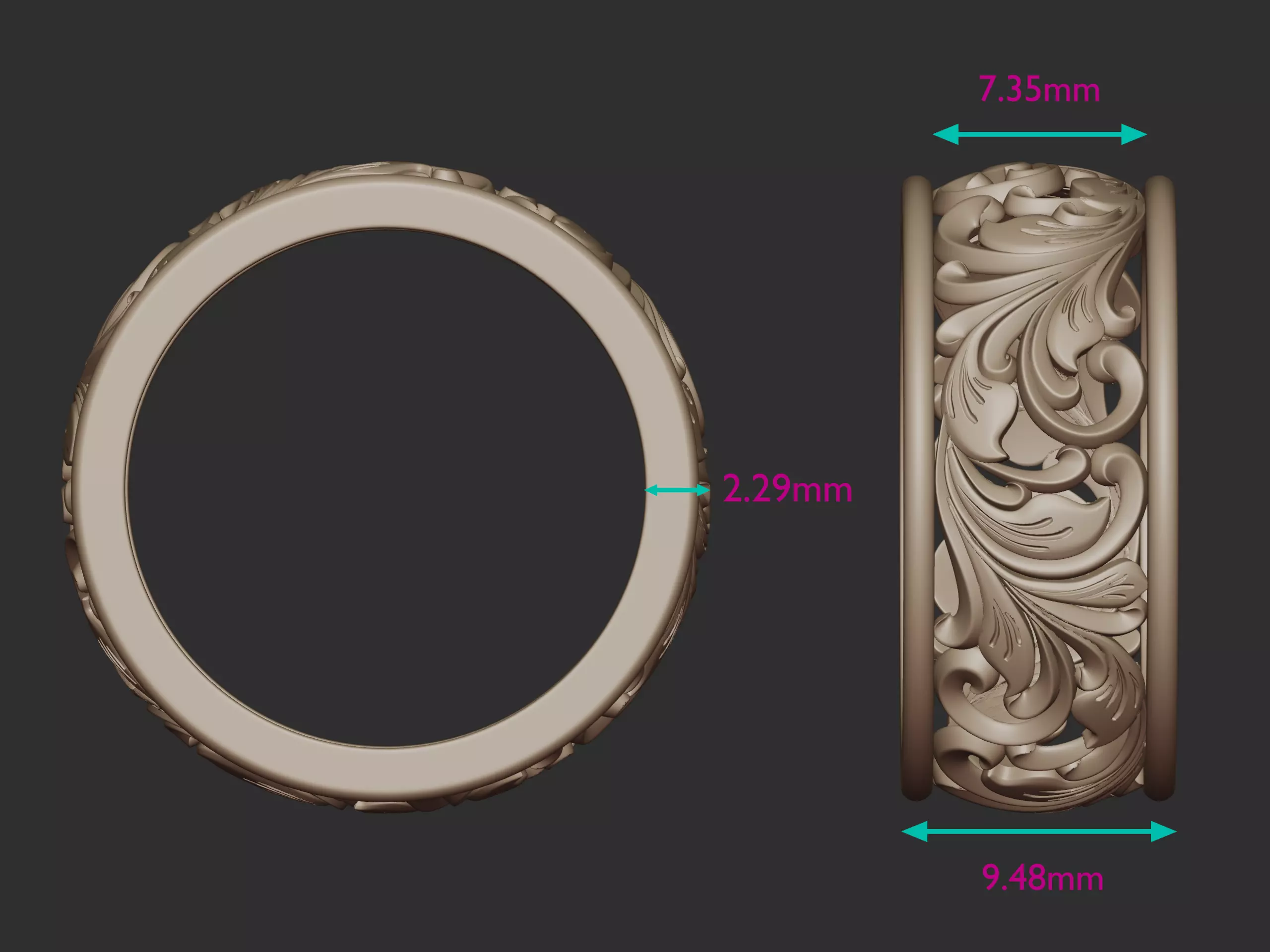 Arabesque Grace Ring 3D print model_11