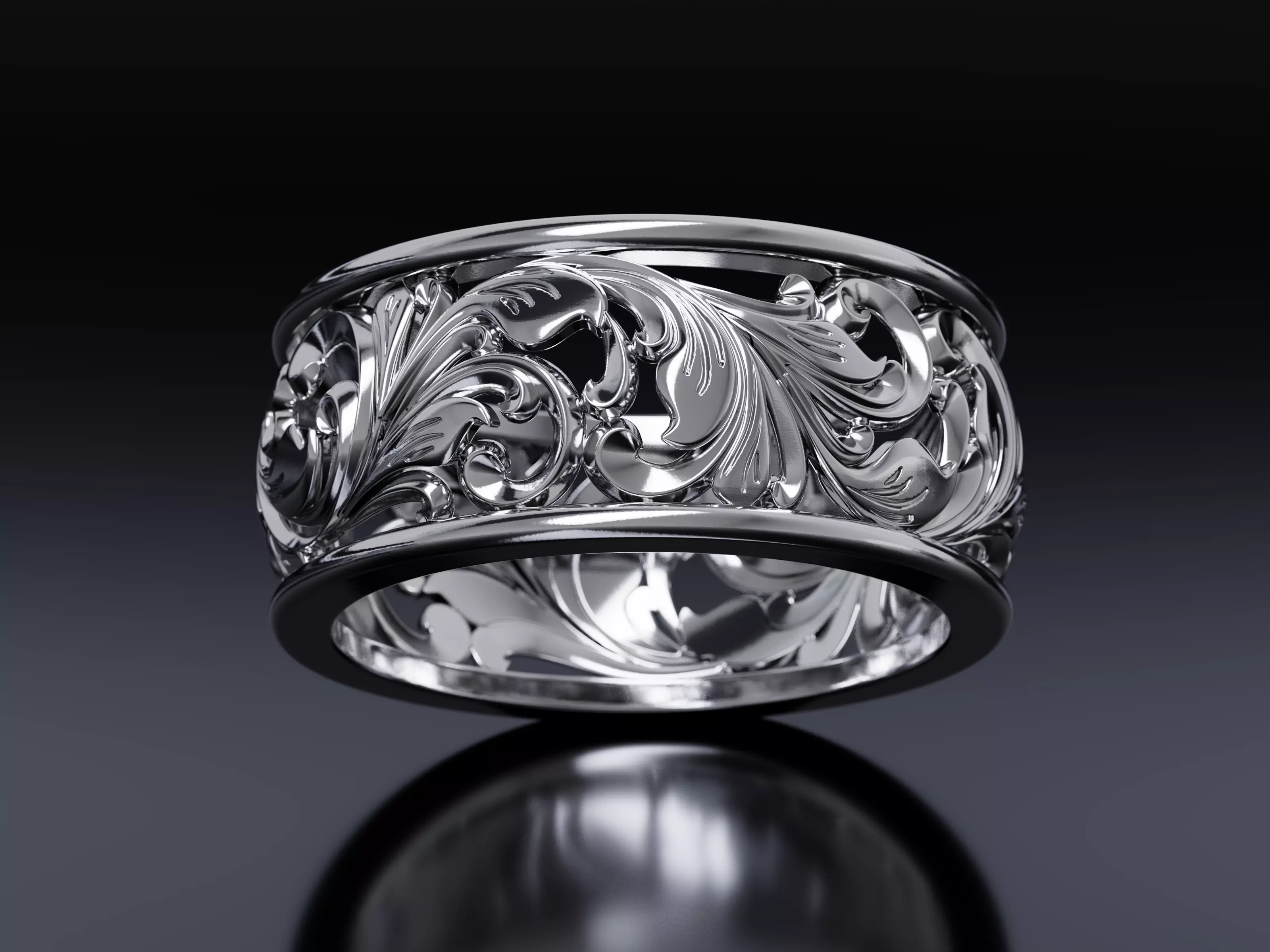 Arabesque Grace Ring 3D print model_5