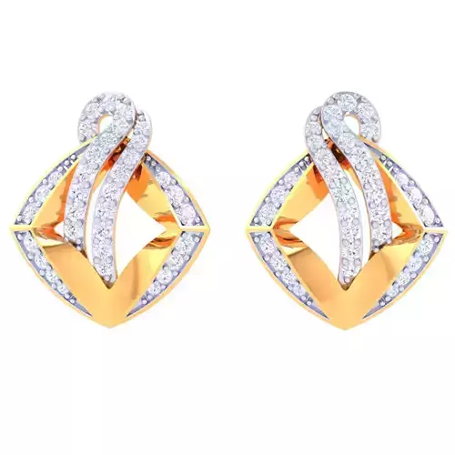 Printable 3D Jewelry design of Earrings with diamonds