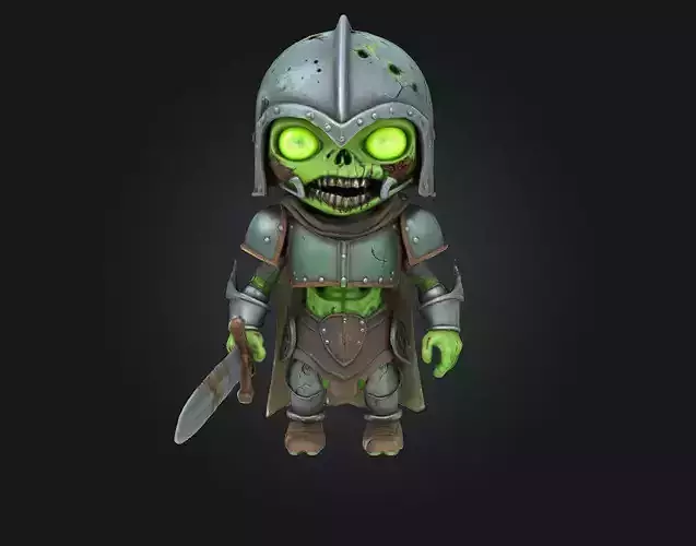 Chibi Zombie Knight  Stylized Undead 3D Model for Printing