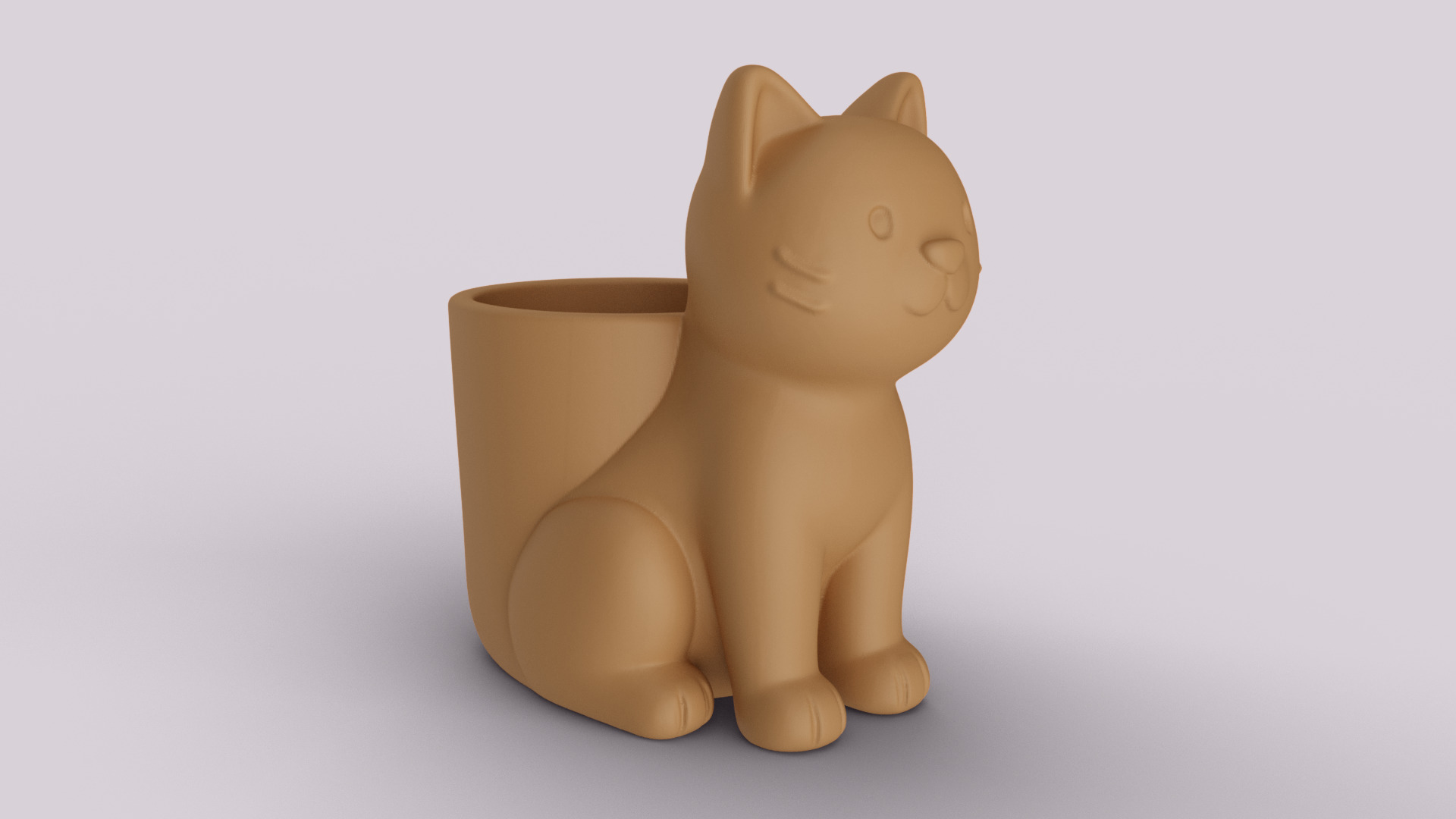 Cute Cat Pen Holder - Planter 3D print model_3