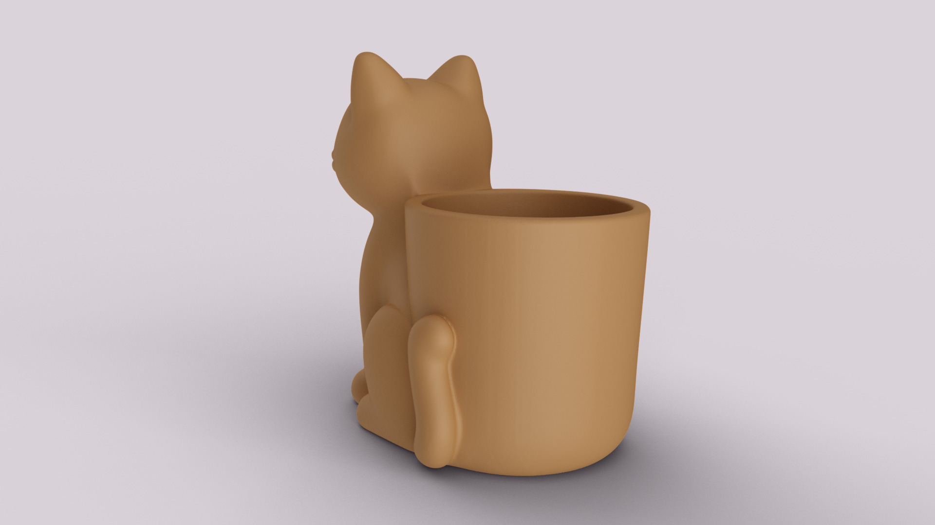 Cute Cat Pen Holder - Planter 3D print model_1
