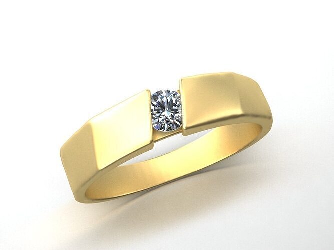 Ring One Round Stone  3D print model