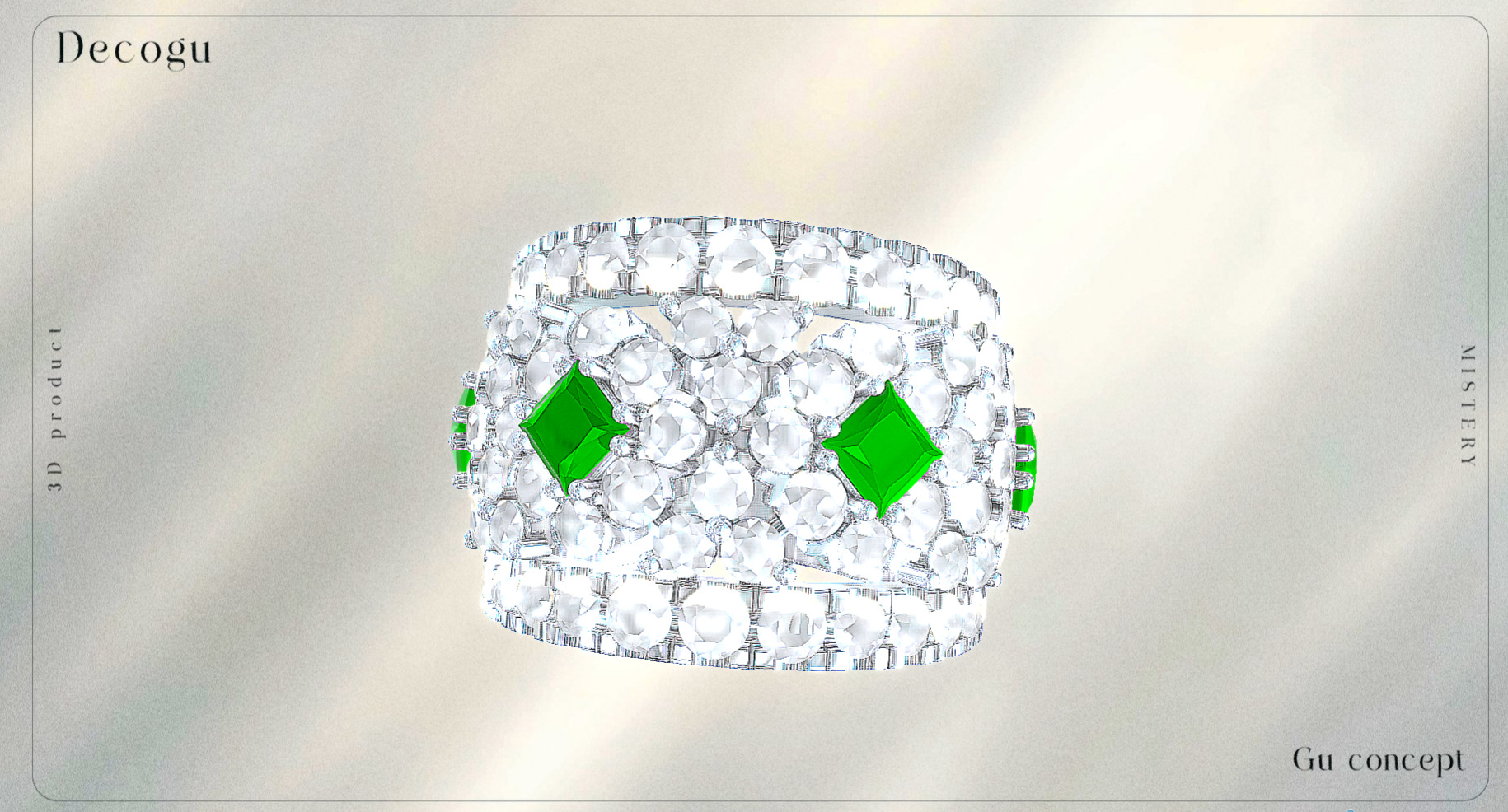 Emerald Enigma Pave Ring Low-poly 3D model_1