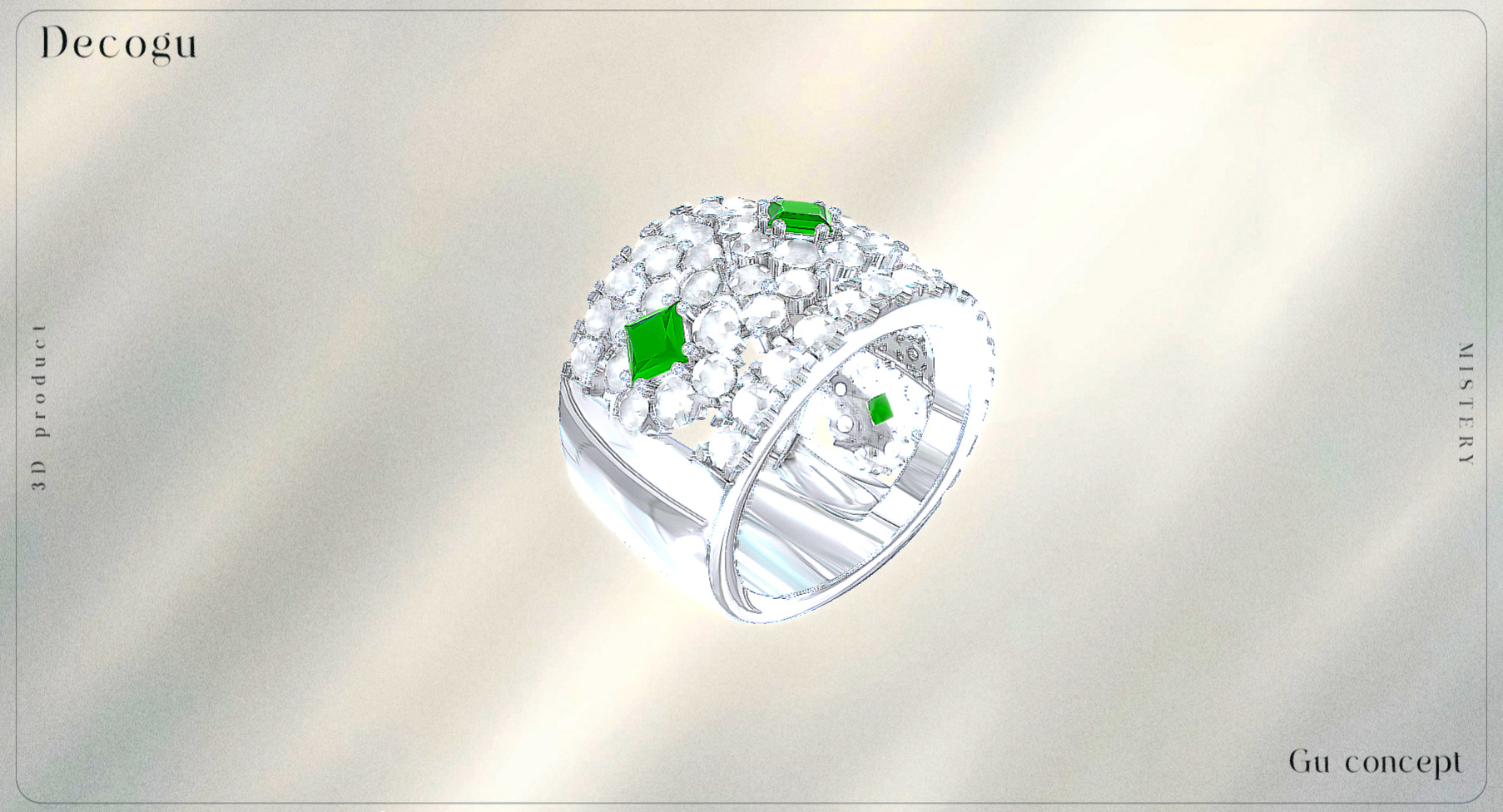 Emerald Enigma Pave Ring Low-poly 3D model_2