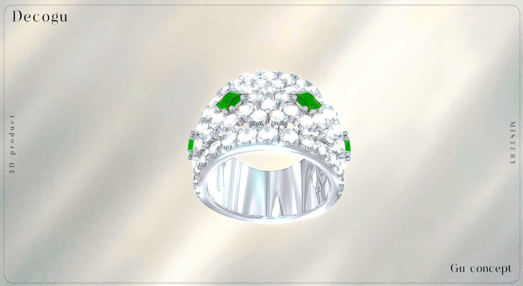 Emerald Enigma Pave Ring Low-poly 3D model_3