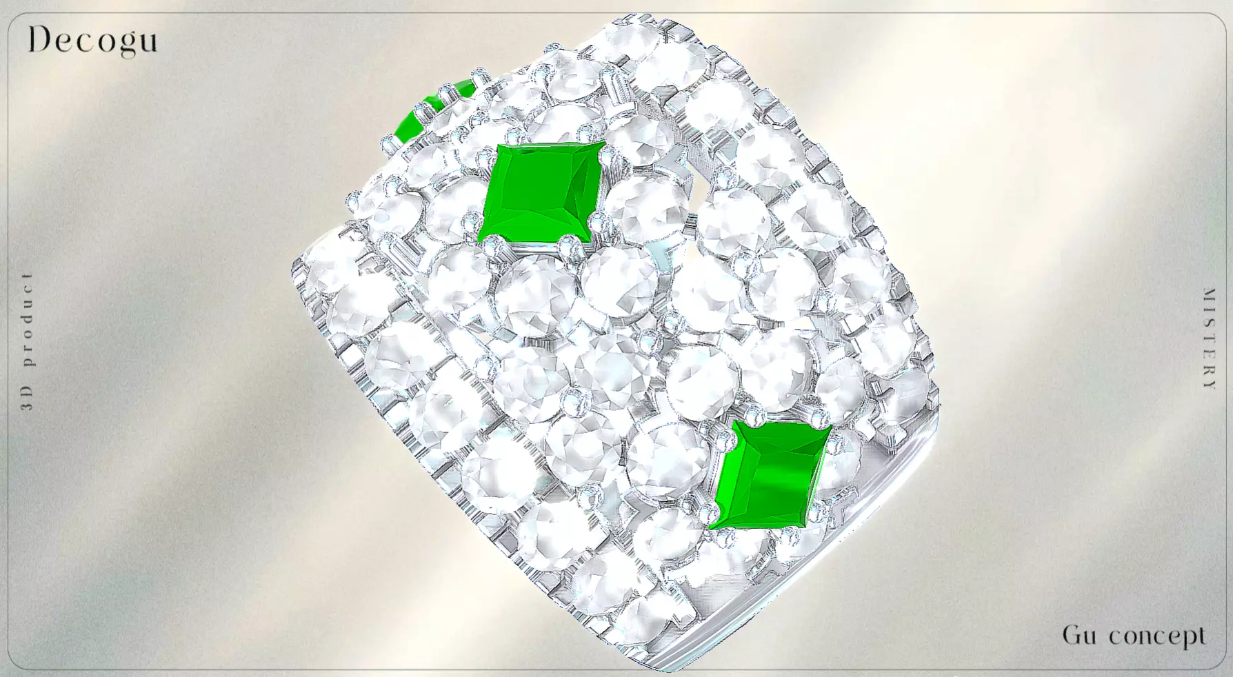 Emerald Enigma Pave Ring Low-poly 3D model_0