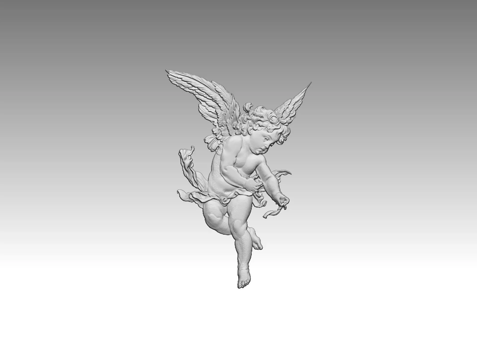 angel man relief 3D print model_0