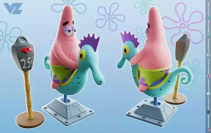 Patrick Star with Seahorses - SpongeBob SquarePants 3D print model