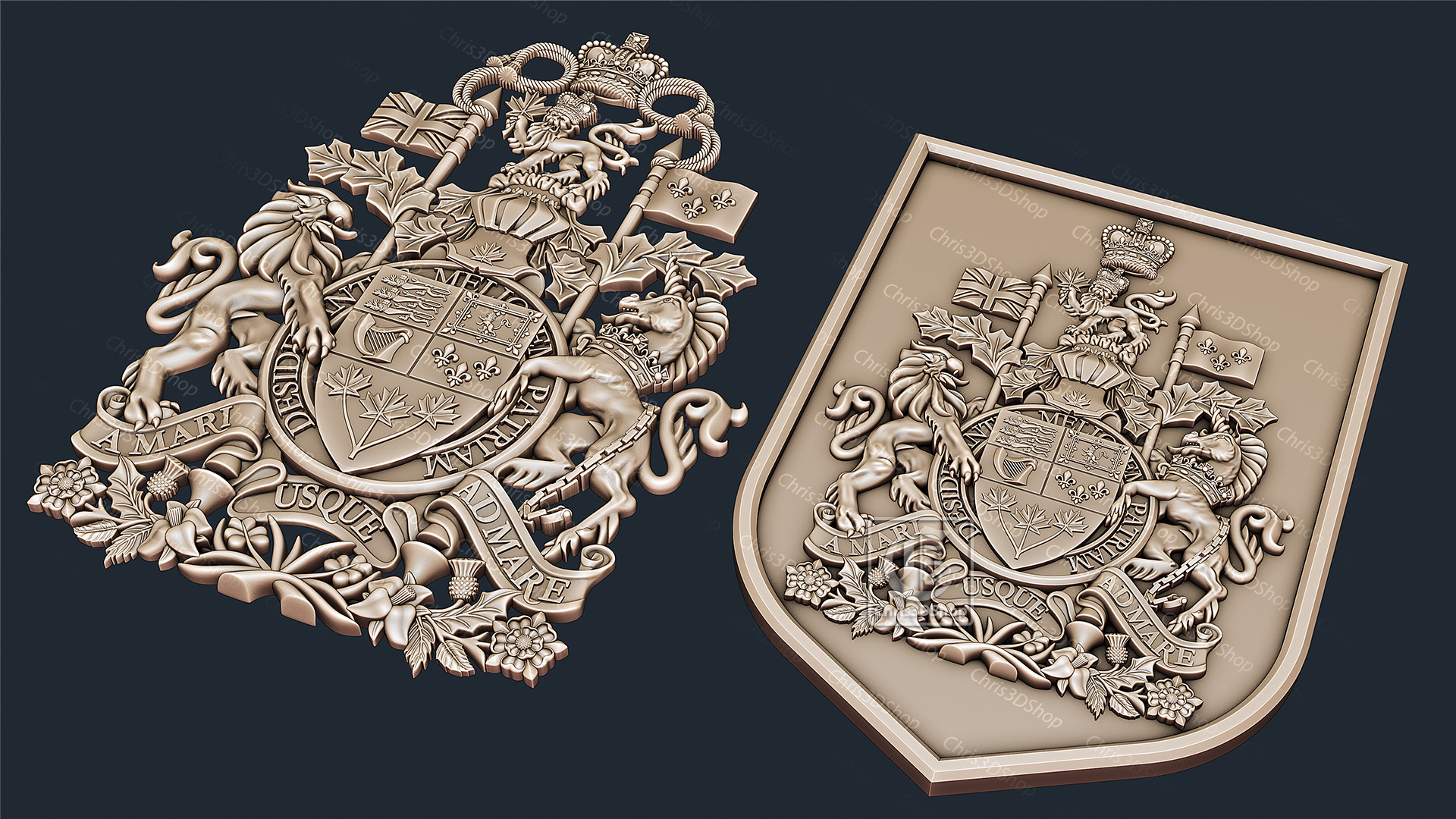 Coat of arms of Canada - Digital model for CNC in STL format 3D model_2