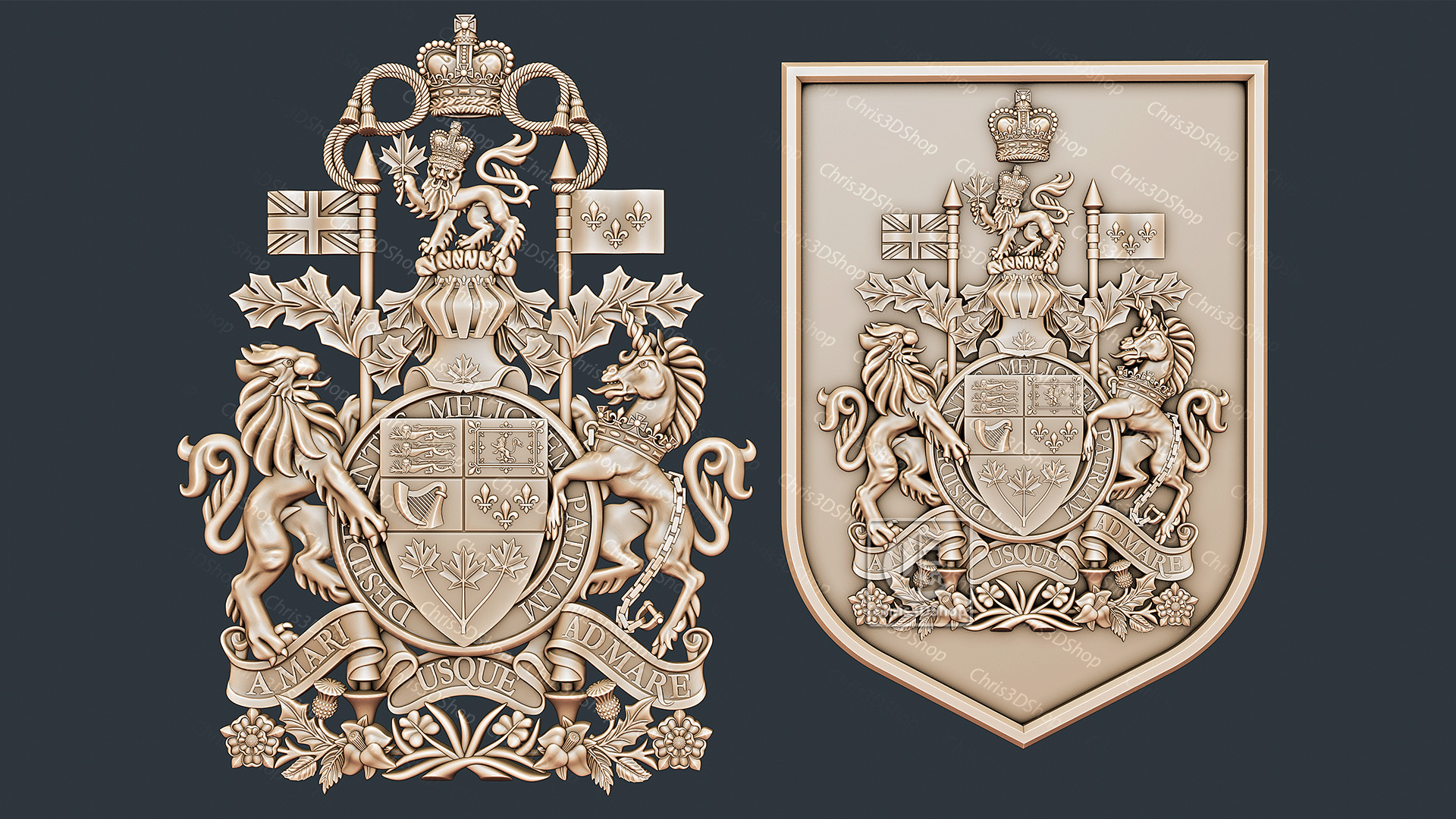 Coat of arms of Canada - Digital model for CNC in STL format 3D model_3