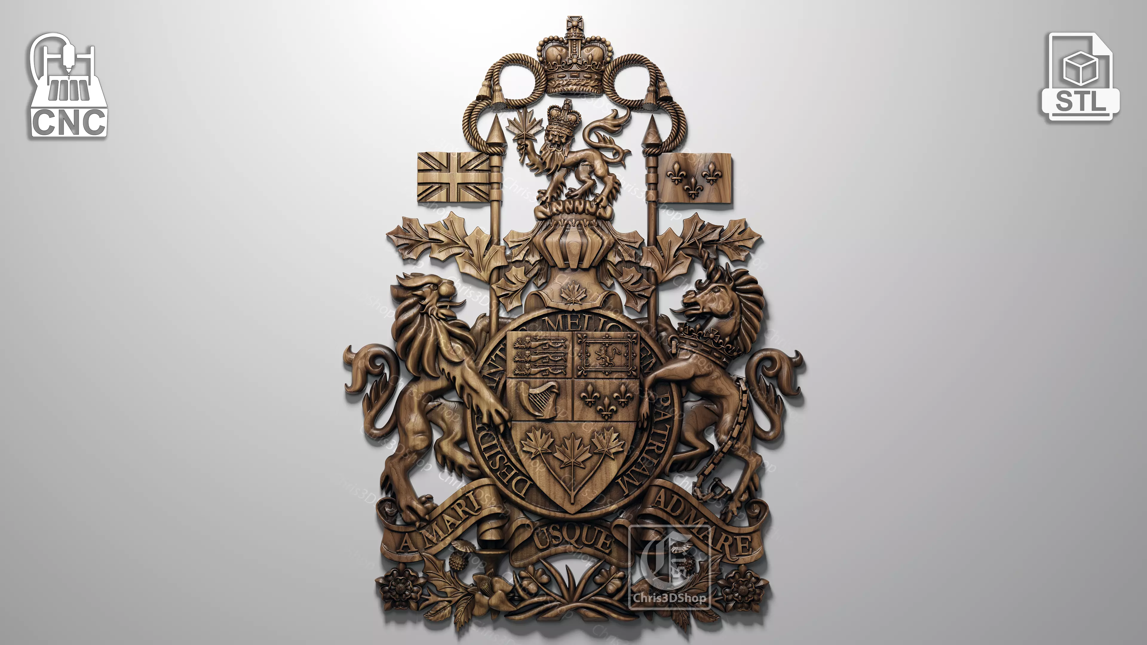 Coat of arms of Canada - Digital model for CNC in STL format 3D model_0