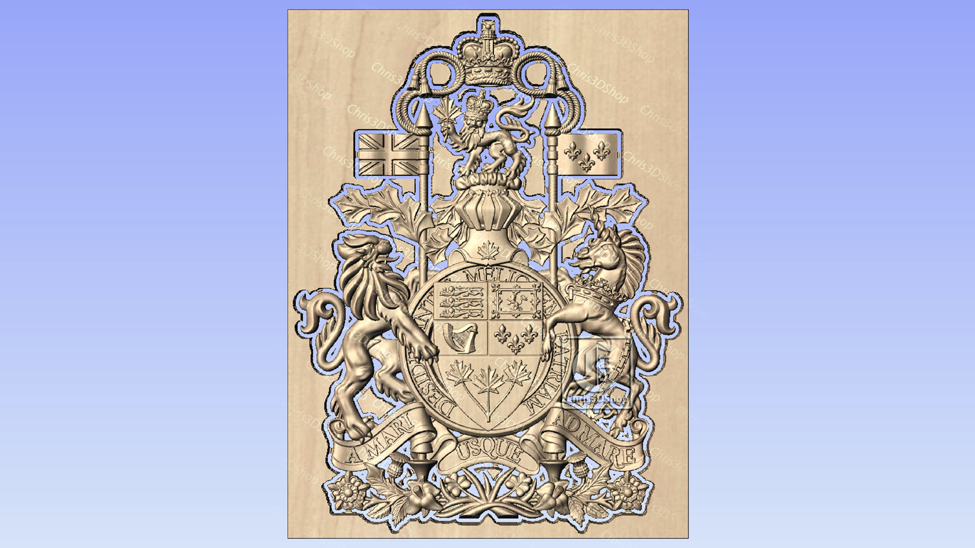 Coat of arms of Canada - Digital model for CNC in STL format 3D model_5
