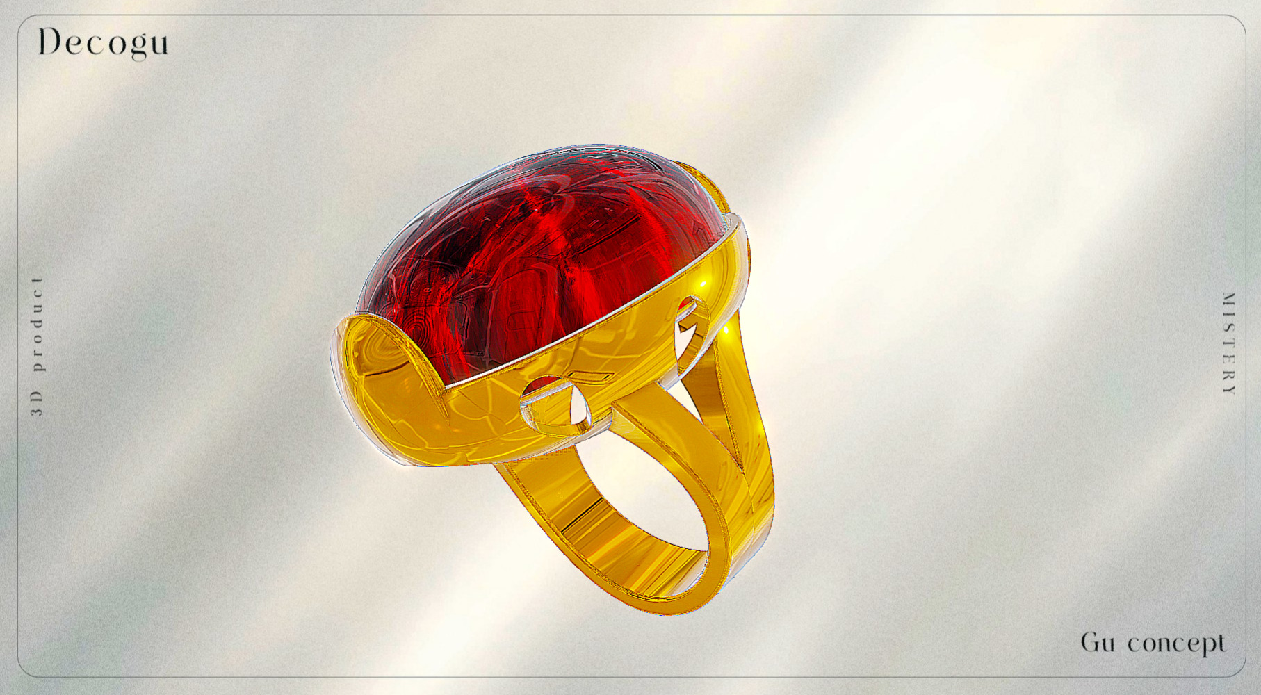 Royal Ruby Dome Ring in Gold Low-poly 3D model_3
