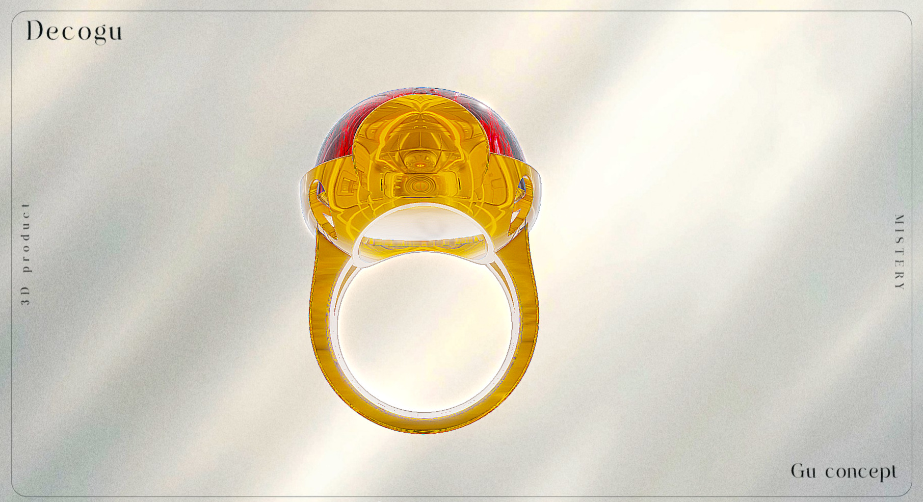 Royal Ruby Dome Ring in Gold Low-poly 3D model_1