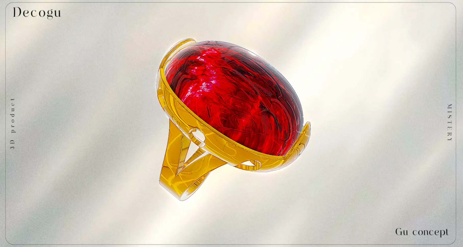 Royal Ruby Dome Ring in Gold Low-poly 3D model_0