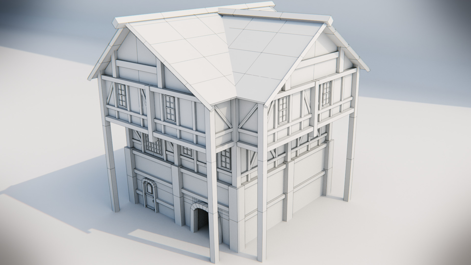 Simple Medieval House Pack Low-poly 3D model_4