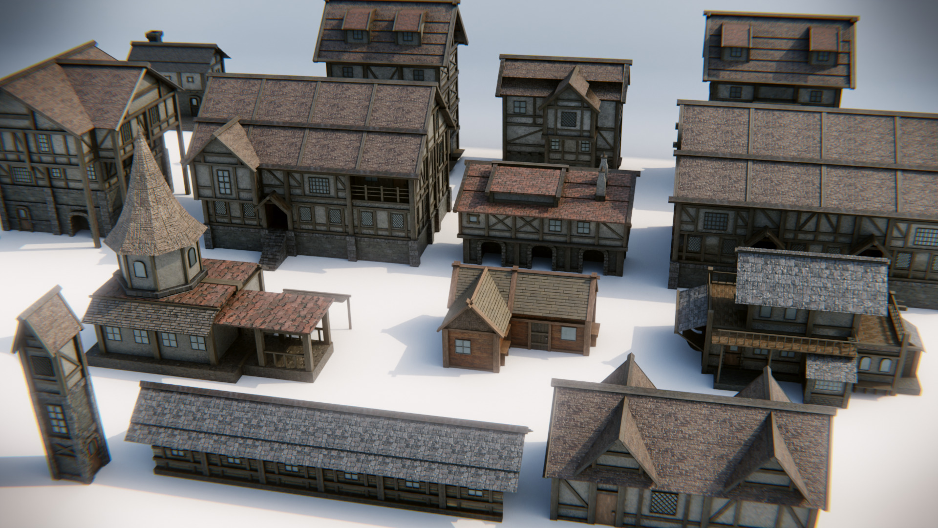 Simple Medieval House Pack Low-poly 3D model_1