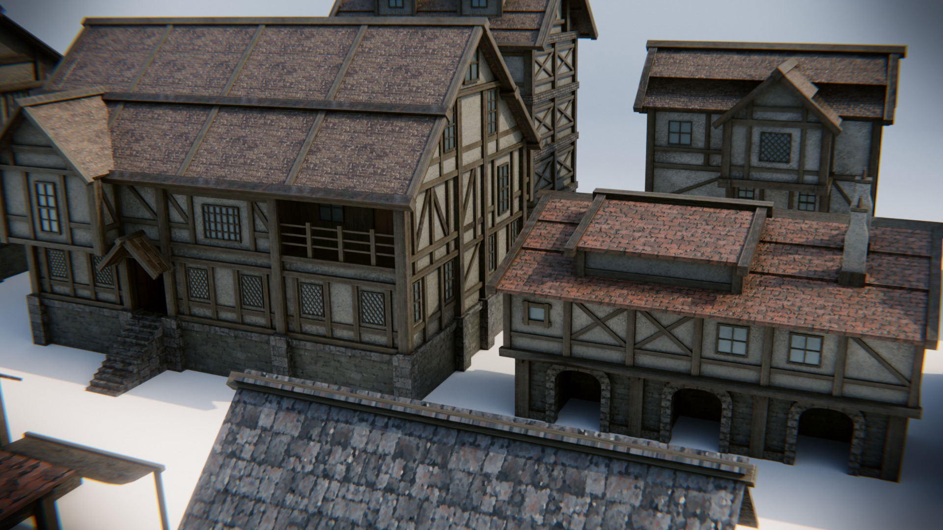 Simple Medieval House Pack Low-poly 3D model_2