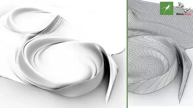 Surface Twirl Parametric Facade Design Grasshopper Rhino Files 3D model